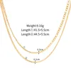 Ketten Minar Einfache doppellagige hohle Glieder-Figaro-Kette Halsketten für Frauen Mann Unisex 18 Karat vergoldeter Titanstahl-Halsband