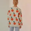 女性用セーターomchionニットトップfemme 2023カジュアルルーズオレンジパターン女性用の丸い首の長袖プルオーバーのための特大のセイター