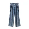 Men's Jeans NOYMEI Vintage Wide Leg Pants Denim American Zipper Decoration Full Length Straight Jean Autumn 2023 Washed Male Trousers WA2644