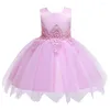 Robes de fille princesse enfants robe de fête bébé broderie mariage formel pour tutu vêtements enfants v design sans dos 6m 2 4 6t