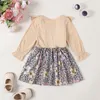 Sukienki dla dziewczynek dziecięcy sukienka z długim rękawem Ruffle Knit Lopard Flower Tutu Fall Spring Ubrania