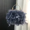 Evening Bags Luxury Ostrich Feather Tassel Bag For Women Autumn Winter Dinner Banquet Clutches Metal Handle Handbags Party Clutch