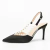 Сандалии, пикантные остроконечные туфли-лодочки, летняя обувь с жемчугом, женские классические черные, белые кожаные туфли на высоком каблуке с пряжкой на щиколотке, модные вечерние туфли на шпильке