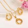 2017 Nya Big Hoop Earrings Pendant Women's Wedding Jewelry Sets Real 24K Yellow Solid Gold GF Africa Daily Wear Gift Wholesal281n