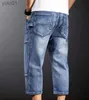 Jeans pour hommes Baggy Denim Shorts mode Streetwear Hip Hop Skateboard Cargo trou jean longueur mollet PantsL231017