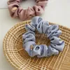 Silk Satin Scrunchies For Women Girl Elastic Hair Bands With Metal Label Ponytail Holder Ties Rubber Bands Hair Accessories