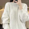 Women's Sweaters 2023 Autumn And Winter Merino Wool Knitted Round Neck Sweater Solid Color Pullover Loose Fashion Jacket
