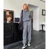 Tute da donna Sport primaverili Set da due pezzi Donna High Street Grigio Giacca sportiva Pantaloni larghi da donna Joggers da esterno Tuta da donna 231016