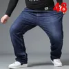 Jeans masculinos tamanho grande 48 jeans baggy homens mais calça moda casual sólido denim masculino skate masculino reto s elástico 231013