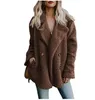 Womens Fur Coat Winter Thick Warm Teddy Woman Lapel Long Sleeve Fluffy Hairy Fake Jackets Female Button Pockets Plus Size Overcoat 231017