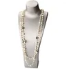 Colliers ras du cou longs et épais en perles pour femmes, chaîne de pull en fleur de camélia en émail, bijoux de luxe de marque, Z507