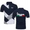 Polo Shirts Men's Streetwear Casual Sport Top Tees Military Style Motorcycle TShirts Vespa Printed Jersey Contrast Color Polo