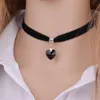 Fashion Women Velvet Choker Heart Crystal Pendant Necklaces For Jewelry Female Black Ribbon Necklace Party Gift Collar Chokers265e