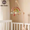 Mobiles # Bébé lit en bois cloche dessin animé arc-en-ciel Mobile suspendus hochets jouet cintre berceau Mobile lit cloche bois support de jouet bras support enfant cadeau Q231017