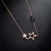 Hanger Kettingen Roestvrij Staal Leuke Rose Goud Kleur Ster Ketting Cool Zwart Pentagram Voor Vrouwen Vriend Gift