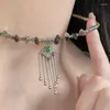 Hänge halsband etnisk stil ruyi tassel imitation jade fredslås halsband för kvinnor vintage pärlparti smycken tillbehör