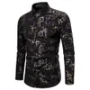 Hommes noir bronzant boutonné robe chemises de mariage bal Camisa Masculina 2020 marque à manches longues discothèque fête chemise pour hommes1258m