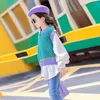 プルオーバーシックガールズ服ニットセーターシャツパッチワーク幾何学的なヴィンテージ格子縞のセーター8 10 12 14歳の子供の女の子の編み物コート231016