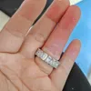 Anéis de casamento feitos à mão da marca Choucong joias de luxo 925 prata esterlina deslumbrante corte esmeralda 5A zircão cúbico CZ diamante festa eternidade feminino anel de noiva presente