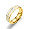 Anelli nuziali 1 pezzo 4mm / 6mm in acciaio inossidabile color oro per sempre amore anello per donna uomo coppia cristallo CZ regalo taglia 5-12