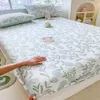 Bedding sets 100 Cotton Elastic Bed Sheets Sets Double Flower Pring Fitted Sheet 2pc Pillowcases Single Queen King Size Cover B99G 231017