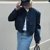 Kadın Örgü Tees Bombacı Ceket Kadınlar 2023 Moda Düğmesi Cep Uzun Kollu Mahsul Üst Sokak Giyim Beyzbol Ceketleri Kış Case Coats Dış Giyim 231016