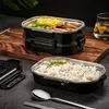 Bento Boxen Roestvrijstalen Lunchbox Draagbaar Zakelijk Eenvoudig Compartiment Bento Boxs Keuken Lekvrije Voedselcontainers voor Mannen Fitness Maaltijd 231013