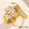 Wedding Rings 4pcs Luxury Horse Eye Bridal Sets White Zircon Couple For Women Men Gold Color Engagement Ring Set Birthday Jewelry Gifts