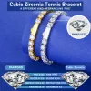 여성 목걸이 골드 테니스 체인 3-5mm 5A CZ 다이아몬드 모이 사이트 아이스 아웃 체인 목걸이 힙합 보석