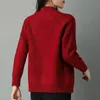 Women's Knits Tees Half High Collar Zipper Knitted Cardigan Jacket Women Autumn Style Solid Color Raglan Sleeve Cardigans Thicken Sweater Coat 231016