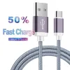 Nylon Gevlochten Type C USB-kabel USB 2.0 naar 3.1 Hoge snelheid opladen Type C-kabel Metalen behuizing V8 Laadsnoeren voor iPhone Android Smart LL