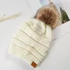 Christmas Eve New Year Gift 38 styles CC Adult Winter Warm Hat Ladies Soft Elastic Cord Knitted Pompom Beanie Girl Skiing Christmas