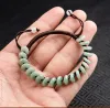 Natural Emerald Safety Clasp Rope Ice Light Green Jade Hand Woven Bracelet Women's Style Jewelry