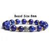 Braccialetti con perline di pietra naturale lapislazzuli Ciondolo blu irregolare fatto a mano elastico per uomo Donna Gioielli energetici