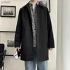 Men's Wool Blends M-5XL Plus Size Men's Trench Coat Loose fit Long Lapel Single Breasted Windbreaker Jacket Button Overcoat Men Clothing XXXXXLL231017