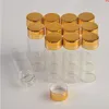 Mini bottiglie di vetro da 14 ml Vite in alluminio Tappo dorato Contenitore regalo liquido trasparente trasparente Bottiglia dei desideri Barattoli di nozze 100 pezzibuona quantità Klole