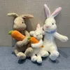 Plush Dolls 20cm Stuffed Lifelike Sitting Bunny Hugging Carrot Simulated Rabbit Doll Simulation Forest Animals Plush Toys for Kids Gift 231017