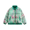 Vintage Winter Grüne Jacke Parka Street Hip Hop Tie Dye Dicke Warme Mäntel 2023 Männer Harajuku Mode Zipper Blase Parkas y2K