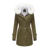 Trench da donna Cappotto invernale da donna freddo con cappuccio lungo Parka giacche in pile per il 2023 Plus Big Large Size Khaki Nero Rosso Verde Grigio Rosa