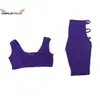 Euphoria Maddy cosplay 2022 Wiosna lato seksowna pusta strój purple zbiornikowy stanik stanika i butowe spodnie szczupły zestaw maddy kostium