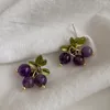 Kolczyki Dangle Fashion Kreatywne małe fioletowe winogrona słodkie słodkie temperament świeży dla kobiety dziewczyny imprezowe prezenty biżuterii