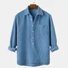 Men's Casual Shirts Single Breasted Men Shirt Business Fashion Solid Color Corduroy Autumn Slim Pullover