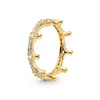 Bague en argent 925 pour femmes, anneau Original en forme de couronne de cœur, à la mode, plaqué or, Zircon scintillant, princesse
