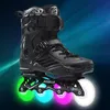 Patins Inline Original Roselle Sapatos Super Piscando LED Rodas PU Moldura Plana Salom Slide FSK Street Asphalt Road Patines 231016