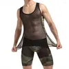 Mäns Sleepwear Mens Camouflage Printed Tank Shorts Set Bodybuilding Vest Manlig ärmlös Fitness Muscle Tops Pyjamas uppsättningar