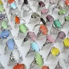 Mixed assorted Colourful Natural Cat Eye Gemstone Stone Silver Tone Women's Rings R0135 New Jewelry 50pcs lot268m