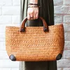 Evening Bags Handmade straw bag retro rattan straw woven handy beach bag simple art weaving bag 231017