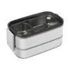 Bento Boxes 304 Acciaio inossidabile 1/2 strato Lunch Box Contenitori per alimenti portatili isolati per microonde per lavoratori Studenti Picnic bianco bento box 231013