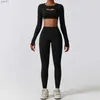 Trainingspakken voor dames Sportkleding Yogaset Workoutkleding voor dames Sportkleding Sport Gymlegging Naadloze fitnessbeha Crop top Yogapak met lange mouwenL231017