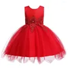 Robes de fille princesse enfants robe de fête bébé broderie mariage formel pour tutu vêtements enfants v design sans dos 6m 2 4 6t